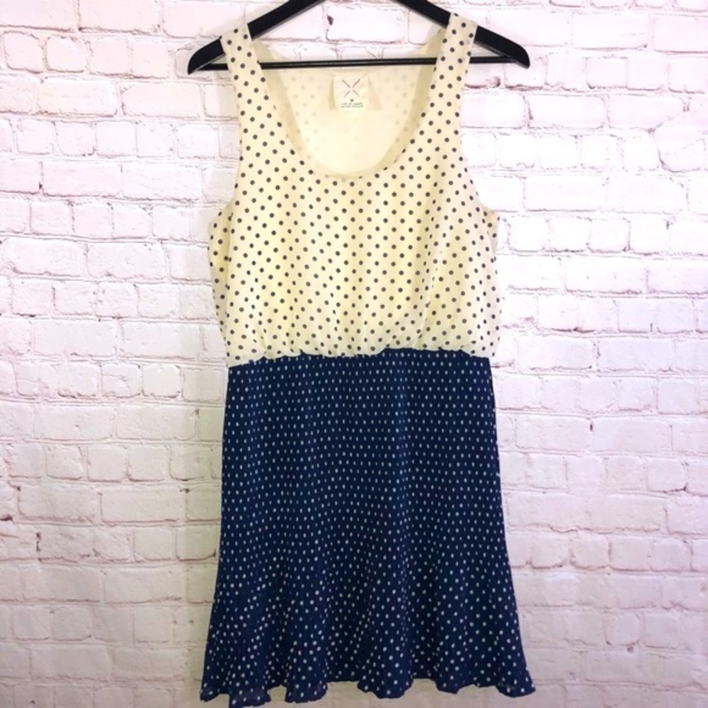 Pins and Needles Ivory Polka Dot Pleated Dress‎